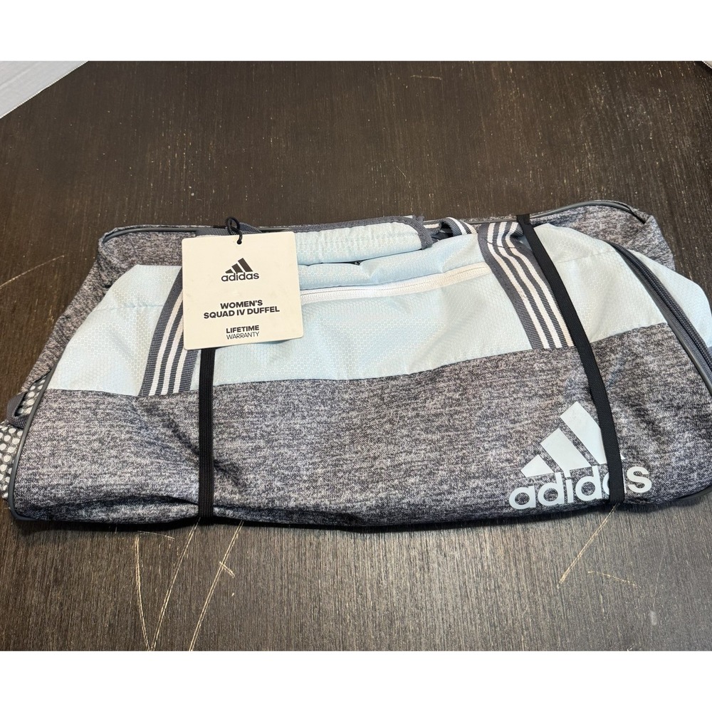 Adidas Women's Squad IV Gym Duffel Bag Sky Tiny Blue /Jersey Onix (gray) NEW NWT